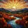 Rising Sun River Autumn Trees Mountain Hills Landscape - Home Decor Gift for Nature Lover Stained Glass Suncatcher - 5