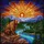 Brown Bear River Mountain Sunset Sky - Wildlife Lover Home Decor Gift Stained Glass Suncatcher - 5