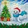 Baby Seal Pup Santa Hat Scarf Christmas Tree Holly Presents - Christmas Gift Stained Glass Suncatcher - 5
