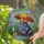Red Eyed Frog Mushroom Umbrella Wetland Lily Pads Cattails Scene - Nature Lover Gift Stained Glass Suncatcher - 2