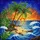 Palm Trees Tropical Beach Ocean Waves Sun - Home Decor Gift Stained Glass Suncatcher - 5