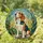 Attentive Tri-Color Hound Dog with Swirling Organic Background Home Decor Gift for Dog Lovers Stained Glass Suncatcher - 1