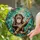 Baby Chimpanzee Tropical Jungle - Wildlife Lover Home Decor Gift Stained Glass Suncatcher - 2