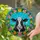 Playful Holstein Cow Floral Wreath Blue Sky - Farmhouse Decor Gift for Cow Lover Stained Glass Suncatcher - 2