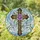Christian Cross Purple Rose Full Bloom Green Vines Mosaic Sky - Home Decor Gift Stained Glass Suncatcher - 1