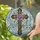 Christian Cross Purple Rose Full Bloom Green Vines Mosaic Sky - Home Decor Gift Stained Glass Suncatcher - 2