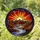 Towering Angular Mountains Winding River Canyon Glowing Sun Sunset - Home Decor Gift Stained Glass Suncatcher - 1