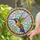 Hummingbird Mid-Flight Circular Frame Sky Foliage - Home Decor Wildlife Gift Stained Glass Suncatcher - 2