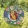 Winged Cat Crescent Moon Honeybees Peonies Delphiniums Garden - Home Decor Gift Cat Lover Stained Glass Suncatcher - 1