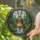Heavy Chain Ornate Antique Bronze Bell 2919 Pine Forest Sunlit Riverbanks - Home Decor Gift Stained Glass Suncatcher - 2