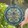 Dragonfly Pink Flowers Green Leaves Blue Scrollwork - Home Decor Gift for Wildlife Lovers Stained Glass Suncatcher - 2