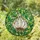 Garlic Bulb Root System Overlapping Green Leaves Organic Shapes - Home Decor Gift Stained Glass Suncatcher - 1
