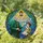 Elderly Man Boy Goose Coin Exchange Holly Snowflakes - Christmas Holiday Decor Gift Stained Glass Suncatcher - 1