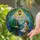 Elderly Man Boy Goose Coin Exchange Holly Snowflakes - Christmas Holiday Decor Gift Stained Glass Suncatcher - 2
