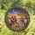 Family Fire Pit Gathering Autumn Tree Moon Twilight Landscape - Home Decor Gift Stained Glass Suncatcher - 1