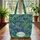 Blue Irises Floral Foliage Wreath Personalized - Everyday Carry Gift for Her Quilted Tote Bag - 3