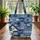 Denim Patchwork House Plaid Window Your Name Hoop - Everyday Carry Gift Quilted Tote Bag - 3