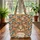 Stylized Cat Face Floral Wreath Personalized Organic Swirls - Everyday Carry Gift for Cat Lover Quilted Tote Bag - 3