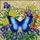 Blue Butterfly Blooming Flowers Stained Glass - Nature Home Decor Gift Stained Glass Suncatcher - 5