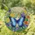 Blue Butterfly Blooming Flowers Stained Glass - Nature Home Decor Gift Stained Glass Suncatcher - 1