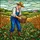 Farmer Harvesting Grains Wheat Field Rolling Hills Landscape Farmhouse Decor Gift for Farmers Stained Glass Suncatcher - 5