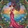 Graceful Woman Flowered Umbrella Ornate Scrollwork Ocean Horizon - Home Decor Gift Stained Glass Suncatcher - 5