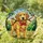 Golden Retriever Puppy Holding Stick Red Bow Tie Foliage Sky - Home Decor Gift for Dog Lover Stained Glass Suncatcher - 1