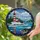 Prominent Striped Lighthouse Cabin Snow-Capped Mountains Winter Coastal Landscape – Home Decor Gift Stained Glass Suncatcher - 2