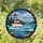 Prominent Striped Lighthouse Cabin Snow-Capped Mountains Winter Coastal Landscape – Home Decor Gift Stained Glass Suncatcher - 1