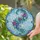 Tiffany Glass Blue Flower Cascade Green Leaves Vines Border Gems - Home Decor Gift Stained Glass Suncatcher - 2