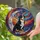 Bernese Mountain Dog Crescent Moon Cosmic Sky - Dog Lover Home Decor Gift Stained Glass Suncatcher - 2