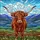 Highland Cow Hillside Landscape - Farmhouse Home Decor Gift for Cow Lover Stained Glass Suncatcher - 5
