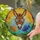Fluffy Brown Donkey Sunglasses Fish Tiffany Glass Jewel Tones - Home Decor Gift Stained Glass Suncatcher - 2