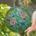Parrot Pink Rose Blue Flower Green Leaves - Home Decor Wildlife Lover Gift Stained Glass Suncatcher - 2