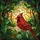 Red Cardinal Bird Green Leaves Landscape - Wildlife Lover Home Decor Gift Stained Glass Suncatcher - 5