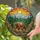 Brown Bear Rocky Ledge Green Fern Forest Distant Mountain Sun - Wildlife Home Decor Gift Stained Glass Suncatcher - 2
