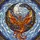 Day Night Crescent Moon Spread Winged Phoenix Leafy Vines - Celestial Home Decor Stained Glass Suncatcher - 5