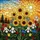 Sunflowers Tulips Irises Blossoms Pine Trees Sun Disc Garden - Home Decor Gift Stained Glass Suncatcher - 5