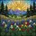 Blooming Wildflower Meadow Mountain Range Glowing Sun Landscape - Home Decor Gift Stained Glass Suncatcher - 5