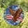 Bald Eagle American Flag Waving Stars Stripes Patriotic Cloud Sky Independence Day Gift Stained Glass Suncatcher - 1