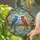 Three Colorful Birds Rustic Wooden Fence Blooming Flowers - Bird Lover Decor Gift Stained Glass Suncatcher - 2
