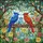 Three Colorful Birds Rustic Wooden Fence Blooming Flowers - Bird Lover Decor Gift Stained Glass Suncatcher - 5