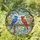 Three Colorful Birds Rustic Wooden Fence Blooming Flowers - Bird Lover Decor Gift Stained Glass Suncatcher - 1
