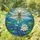 Large Green Dragonfly Water Lily Pond Ripples - Wildlife Lover Home Decor Gift Stained Glass Suncatcher - 1