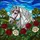 Majestic White Horse Red Jewel Bridle Roses Hills Sky - Home Decor Gift Stained Glass Suncatcher - 5