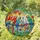 Seven Alert Parrots Tropical Flowers Lush Jungle Foliage - Wildlife Lover Gift Home Decor Stained Glass Suncatcher - 1