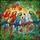Seven Alert Parrots Tropical Flowers Lush Jungle Foliage - Wildlife Lover Gift Home Decor Stained Glass Suncatcher - 5