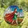 Pilgrim Figure Red Cape Cross Staff - Religious Home Decor Gift Stained Glass Suncatcher - 1