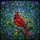 Tiffany Glass Red Cardinal Bird Perched Branch Garden Decor Gift for Bird Watcher Stained Glass Suncatcher - 5