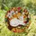 Fluffy White Cat Golden Eyes Autumn Leaves Flowers Berries Branch - Home Decor for Cat Lovers Stained Glass Suncatcher - 1